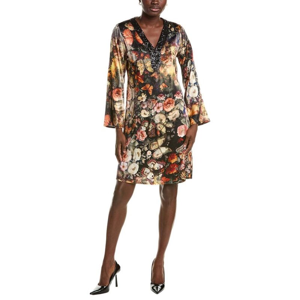 Johnny Was Womens  Judith Silk-Blend Midi Dress, Black